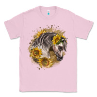 Bubblegum Pink arabian horse with sunflowers Classic Tee - LillyAllenDesigns