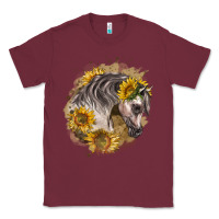 Burgundy arabian horse with sunflowers Classic Tee - LillyAllenDesigns