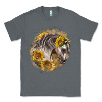 Charcoal Heather arabian horse with sunflowers Classic Tee - LillyAllenDesigns
