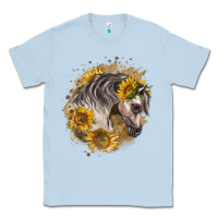 Dusty Blue arabian horse with sunflowers Classic Tee - LillyAllenDesigns