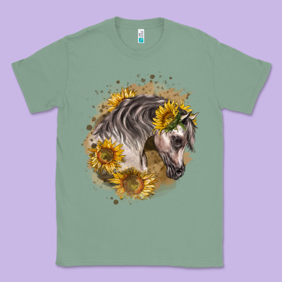 Arabian Horse With Sunflowers Classic Tee Designed By Lillyallendesigns