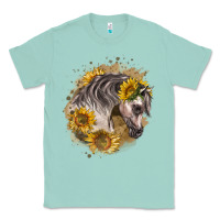 Seafoam arabian horse with sunflowers Classic Tee - LillyAllenDesigns