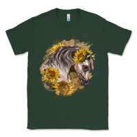 Sports Green arabian horse with sunflowers Classic Tee - LillyAllenDesigns