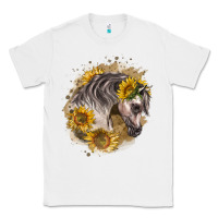 White arabian horse with sunflowers Classic Tee - LillyAllenDesigns