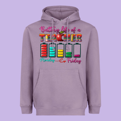 Battery Life Of A Teacher Heavyweight Hoodie Designed By Bundleandbundleshop
