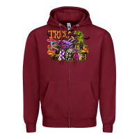 Burgundy trick rawr treat Zipper Hoodie - FaDigitalArtStudio