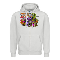 Dove Grey trick rawr treat Zipper Hoodie - FaDigitalArtStudio