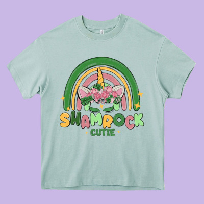 Shamrock Cutie Heavy Core Tee Designed By Maliassmallbusiness