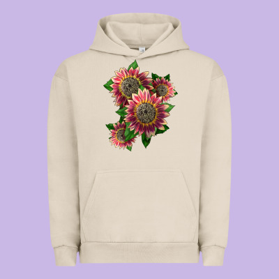 4 Crimson Blaze Sunflower Urban Hoodie Designed By Lillyallendesigns