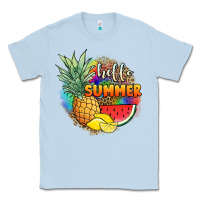 Dusty Blue hello summer pineapple Classic Tee - JahusDesignShop