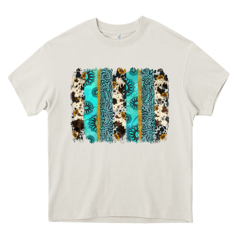Gemstone Sunflower Cowhide Brushstroke Heavy Core Tee by AdoDesignShop | Teevron