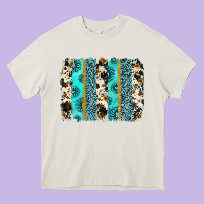 Gemstone Sunflower Cowhide Brushstroke Heavy Core Tee Designed By Adodesignshop