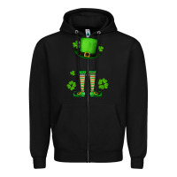 Black Custom name St. Patrick's leprechaun Zipper Hoodie - OliviaCreatesArt