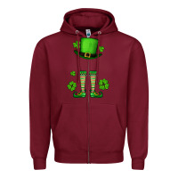 Burgundy Custom name St. Patrick's leprechaun Zipper Hoodie - OliviaCreatesArt