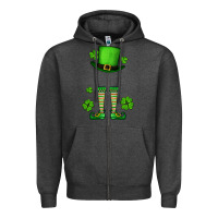 Charcoal Heather Custom name St. Patrick's leprechaun Zipper Hoodie - OliviaCreatesArt