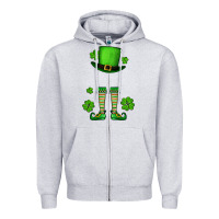 Heather Grey Custom name St. Patrick's leprechaun Zipper Hoodie - OliviaCreatesArt