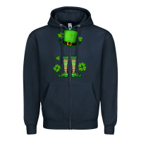 Navy Custom name St. Patrick's leprechaun Zipper Hoodie - OliviaCreatesArt