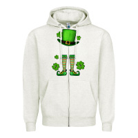 Oatmeal Heather Custom name St. Patrick's leprechaun Zipper Hoodie - OliviaCreatesArt