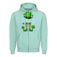 Seafoam Custom name St. Patrick's leprechaun Zipper Hoodie - OliviaCreatesArt