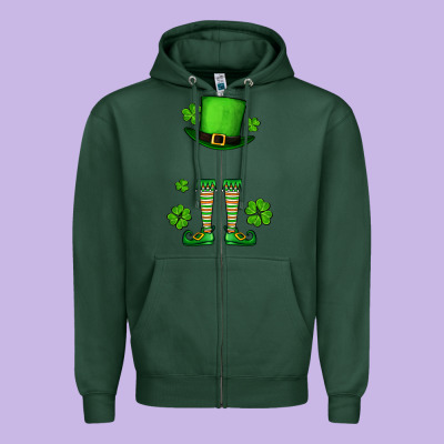 Custom Name St. Patrick's Leprechaun Zipper Hoodie Designed By Oliviacreatesart