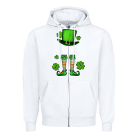 White Custom name St. Patrick's leprechaun Zipper Hoodie - OliviaCreatesArt