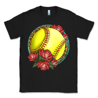 Black Western Softball With Roses Classic Tee - LillyAllenDesigns
