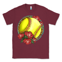 Burgundy Western Softball With Roses Classic Tee - LillyAllenDesigns