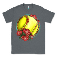 Charcoal Heather Western Softball With Roses Classic Tee - LillyAllenDesigns