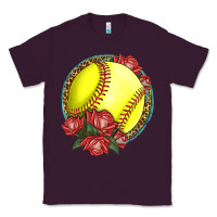 Plum Western Softball With Roses Classic Tee - LillyAllenDesigns