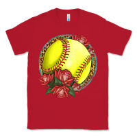 Red Western Softball With Roses Classic Tee - LillyAllenDesigns