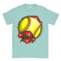 Seafoam Western Softball With Roses Classic Tee - LillyAllenDesigns