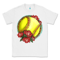 White Western Softball With Roses Classic Tee - LillyAllenDesigns