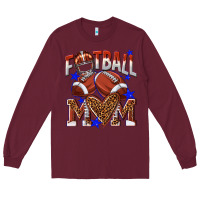 Burgundy American Football Mom Long Sleeve Tee - NancyCooperArtShop