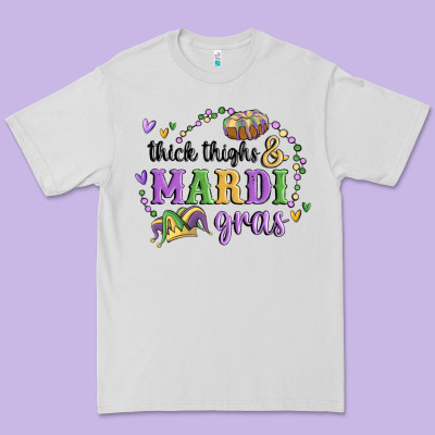 Thick Thighs Mardi Gras Premium Tee Designed By Maliassmallbusiness