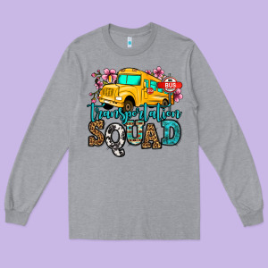 Transportation Squad School Bus Long Sleeve Tee Designed By Jasminsmagicworld