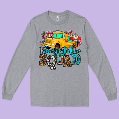 Transportation Squad School Bus Long Sleeve Tee Designed By Jasminsmagicworld