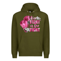 Army Green her fight is our fight Breast cancer awareness Premium Hoodie - FaDigitalArtStudio