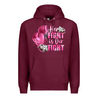 Burgundy her fight is our fight Breast cancer awareness Premium Hoodie - FaDigitalArtStudio