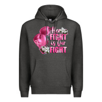 Charcoal Heather her fight is our fight Breast cancer awareness Premium Hoodie - FaDigitalArtStudio