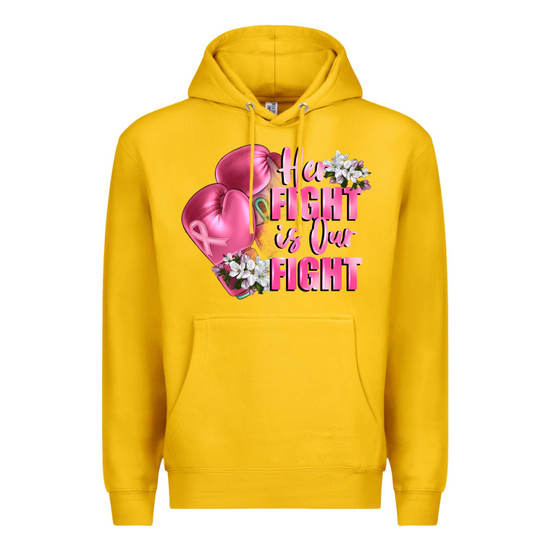 Her Fight Is Our Fight Breast Cancer Awareness Premium Hoodie by FaDigitalArtStudio | Teevron