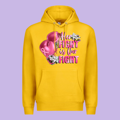 Her Fight Is Our Fight Breast Cancer Awareness Premium Hoodie Designed By Fadigitalartstudio