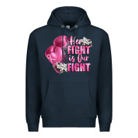 Navy her fight is our fight Breast cancer awareness Premium Hoodie - FaDigitalArtStudio