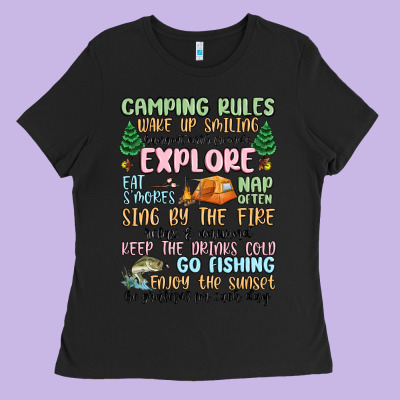 Camping Rules Ladies Tee Designed By Maliassmallbusiness
