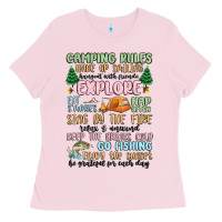 Bubblegum Pink camping rules Ladies Tee - MaliasSmallBusiness