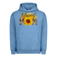 Pigment Pebble Blue blessed mom sunflower Urban Hoodie - RacoonDesign