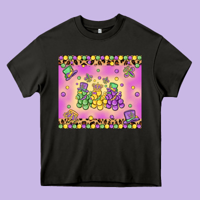 Mardi Gras Bead Dogs Heavy Core Tee Designed By Maliassmallbusiness