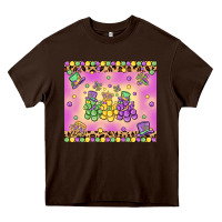 Chocolate Brown mardi gras bead dogs Heavy Core Tee - MaliasSmallBusiness