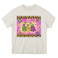 Cream mardi gras bead dogs Heavy Core Tee - MaliasSmallBusiness