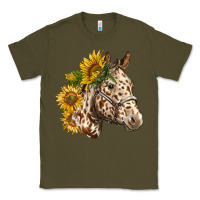 Army Green appaloosa horse with sunflowers Classic Tee - LillyAllenDesigns