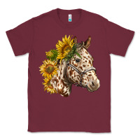 Burgundy appaloosa horse with sunflowers Classic Tee - LillyAllenDesigns